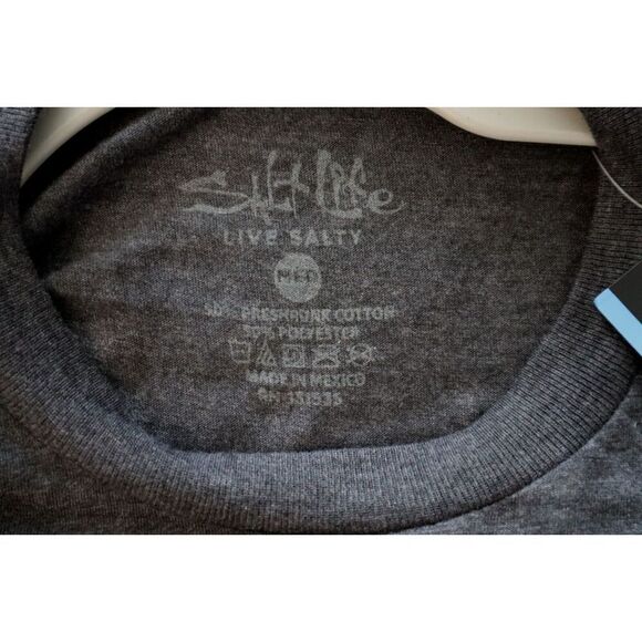 Salt Life SLM10303 Men Sz M Gray Heather Hook Line and Sinker L/S Pocket Tee - Picture 3 of 7